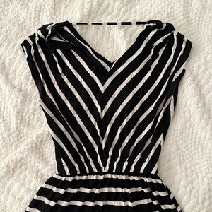 Black & white striped maxi dress